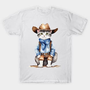 cute street cat wearing a cowboy outfit T-Shirt